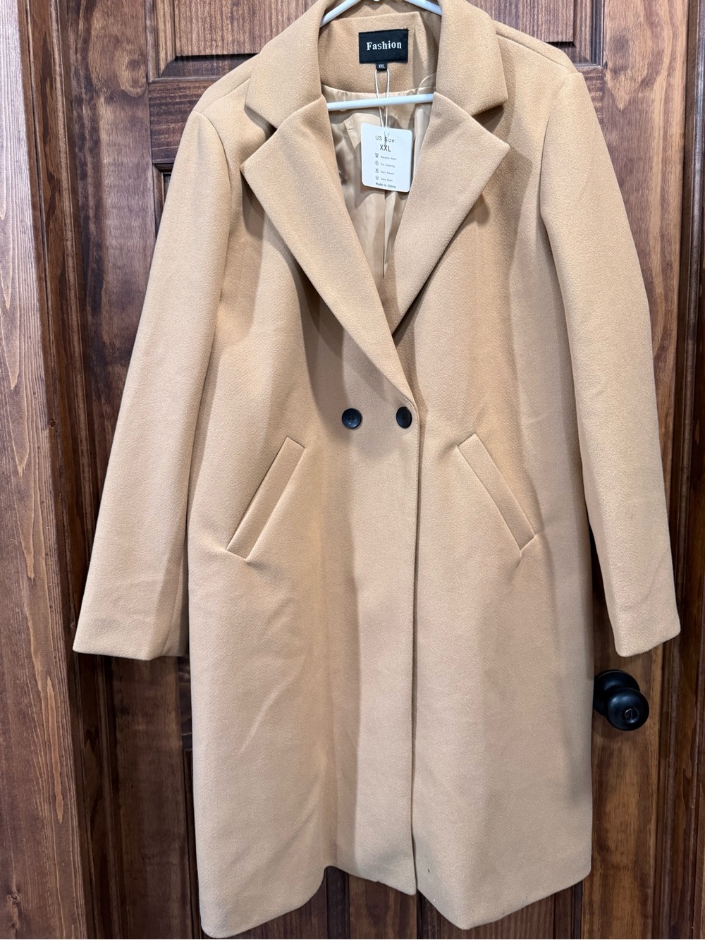 Fashion Brand Camel Double-Breasted Wool Coat